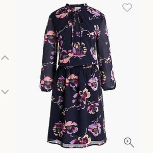 J. Crew Factory AK912 Navy Blue Floral Smocked-waist Dress size XS NWT
